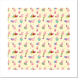 Easter Bunny Pattern Posters and Art